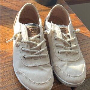 Bobs Cream Lace-Up Sneakers